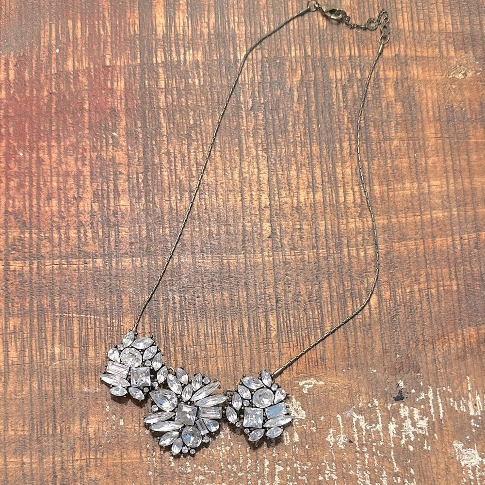 BaubleBar Silver Crystal Floral Necklace